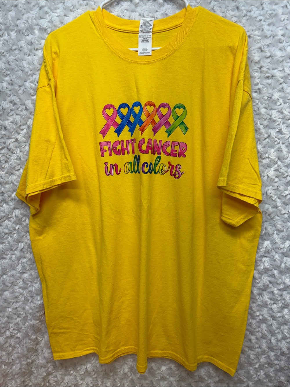 Gildan unisex Yellow Short Sleeve 'Fight Cancer in All Colors' Graphic Tee